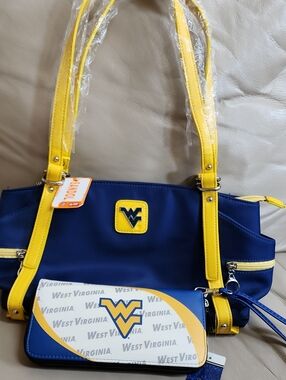 Sandol Women's Collegiate West Virgina Shoulder Bag & VMP Wallet New